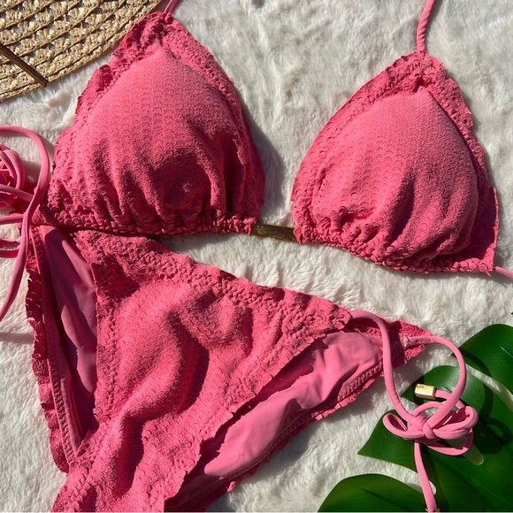 VIX Scales Ripple Bikini Triangle Top and Side Tie Full Bottoms M top / S bottom - Picture 3 of 10